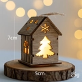 Hanging wooden Christmas house ornament with LED light, reindeer and snowflake patterns - Mini Christmas Tree