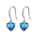 Elegant 925 sterling silver heart drop earrings with sapphire blue zircon stones - Silver Royal Blue Heart Style (SE343-12L)