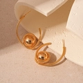 Minimalistische vergulde spiraaloorbellen met een gepolijste metalen bal accent - Zilveren Naald Gouden Geometrische Bal Oorknopjes