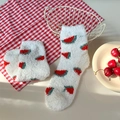 Chaussettes douces en polaire corail blanche avec motif pastèque pour un look cosy - Taille unique / Pastèque