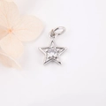 Pendentif étoile en argent avec zircon clair et anneau pour la création de bijoux - Argenté