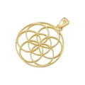 Golden Flower of Life geometric circle pendant necklace in a minimalist vintage style - Flower of Life A / VD1511 Gold