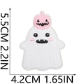 Detailed size view of Halloween ghost patch with pink pumpkin and embroidery texture - No.37 (Large)