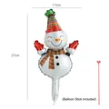 Ballon de Noël bonhomme de neige en aluminium avec tige dimensions 17cm x 27cm - Bonhomme de neige / Lot de 10