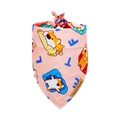Pink pet bandana with cute cartoon corgi prints and a leather Hand Made label - M / Pink Shiba Inu