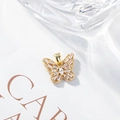 Holle vlinder hanger in goud met sprankelende zirkonia voor DIY sieraden maken projecten - Pavé Vlinder met Knijpbeugel / Wit