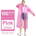 Ροζ μακρύ αδιάβροχο EVA για ενήλικες με κουκούλα και ελαστικές μανσέτες στα χέρια - 100g Ελαστικές Μανσέτες / Ροζ