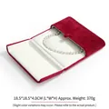 Square wine red velvet necklace display gift box with double opening and snap button - Rose Red Heart Pearl Necklace Box