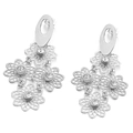 Orecchini a fiori cavi in argento con cristalli bianchi e design a cascata - Stile Fiore a Cascata a Cinque Strati (KE27552-D)