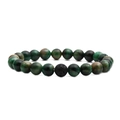 Natural volcanic lava and green tiger eye stone beaded bracelet for men and women - 8mm Bead Diameter