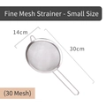 Colino da cucina fine in inox 30 mesh 14cm diametro con manico lungo e gancio - Colino a Maglia - 14cm (30 Mesh)