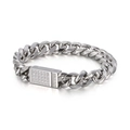 Bracciale cubano argento da uomo con chiusura di cristalli in acciaio inossidabile - Acciaio (KB113682-KFC)