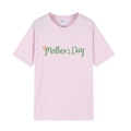 T-shirt rose de fête des mères avec motif floral et texte cursif sur coton - XS / Rose / Mother's Day
