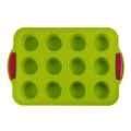 Stampo per muffin in silicone a 12 cavità verde con manici rosa per cottura in forno - Senza cornice Verde chiaro con manico rosa / verde chiaro