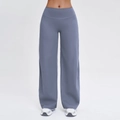 Grey-blue high-waisted wide-leg yoga pants with brushed slimming fit for fitness - S / Dusty Blue