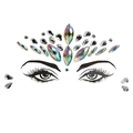 Iridescent rhinestone face stickers for festival makeup in a multi-pattern crystal set - HF-052 Iridescent Silver
