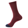 Chaussettes mi-mollet en coton côtelé bordeaux avec pointe contrastée bleu marine - Taille unique / Bordeaux avec Pointe Bleu Marine