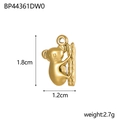Golden koala charm pendant detail showing 1.8cm height and 2.7g weight parameters - Bear