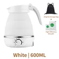 Portable 600ml white foldable electric kettle with storage bag and descaling agents - Knob Style - 3-piece Set (white) / Japanese Standard Plug (in Stock) 110v