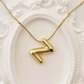 3D puffy gold letter Z pendant on a beaded snake chain necklace for women - Gold Letter Z
