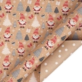Christmas kraft wrapping paper roll with Santa Claus and white polka dot patterns - Double Sided Gifting