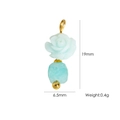 Blue rose flower pendant with irregular natural stone and golden beads 19mm length - Light Blue Rose Gem