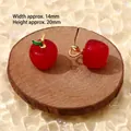 Red apple glass charm with golden leaves measuring 14mm wide and 20mm high - 7# Bright Red Apple