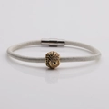 Bracciale alla moda in pelle con ciondolo Tai Chi in zircone e chiusura magnetica in acciaio - Bianco