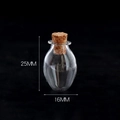 Miniature pear-shaped clear glass bottle with cork stopper, sized 25mm height and 16mm width - Transparent Oval Vase + Cork