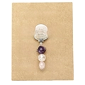 Handmade stone keychain with amethyst, quartz, and rose quartz beads on a display card - Teenager Style (3606)