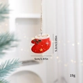 Mini red resin Christmas glove ornament with star pattern, sized 5cm by 5.2cm - Red Glove