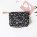 Mini paisley coin purse in black with geometric patterns and a pink leather tassel - Tassel Ethnic Style / Large / Black