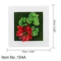 3D succulent plant wall decor in white frame with red and green artificial plants - Style 104A