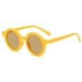Kids round candy-colored sunglasses in bright yellow finish with light brown lenses - Yellow Frame