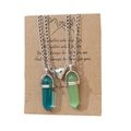 Magnetische koppelketting met zeshoekige kristallen hangers en zilveren kettingen - Blauwgroen en Lichtgroen (N2)