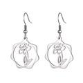 Silver stainless steel birthday flower earrings with wavy hollow daisy pendant design - Steel Color Daffodil