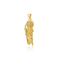 Macro shot of gold religious saint pendant with zircon inlay and relief details - ZYN-DMK696G-Oval Figure