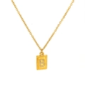 Collar de acero de titanio chapado en oro de 18k con colgante letra B y circonitas blancas - Letra B(S-N150-B)