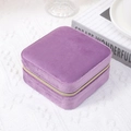 Square purple velvet jewelry box with metal zipper for earrings and rings storage - Square Zipper Style / Light Purple