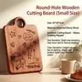 Round hole ebony wood cutting board with cute cat engravings, size 30x20x2cm - Engraved Board 30*20*2cm