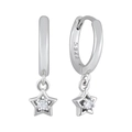 Minimalist S925 sterling silver star drop hoop earrings with zircon stones for women - 32-Silver Zirconia Star