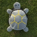 Cute grey plush turtle-shaped pet backpack with yellow stitched shell and adjustable straps - Turtle / Gray