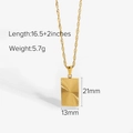 Collana in acciaio inossidabile placcato oro 18K con pendente rettangolare e misure - Stile Piastrina Radiante (JDN201068)