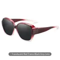 Women's polarized fit-over sunglasses with transparent red gradient frames and grey lenses - Transparent Red Frame Grey Lens