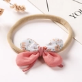 Bandeau bébé en nylon avec nœud à motif floral orange et jaune pour nourrissons - Nœud