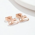 Minimalist rose gold stainless steel stud earrings featuring hollow cowboy hat design - Hat Rose Gold