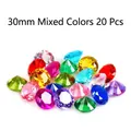 Set of 20 pieces 30mm colorful acrylic crystal diamonds in 10 mixed vibrant colors - 30mm (Mixed Colors)