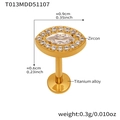 Titanium alloy lip stud with gold finish and zircon marquise stone inlay - Oval Style (T013) / Length 11mm Thick 1.2mm / Gold