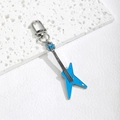 Blue electric guitar keychain made of enamel and metal on a minimalist white texture - Blue