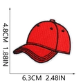 Detailed embroidery patch showing a red baseball cap design with specific dimensions - Red Baseball Cap (W12MZ-088-03)